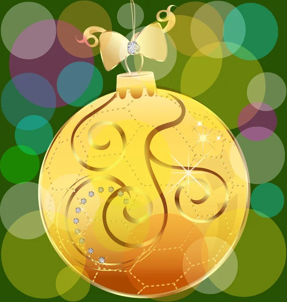 Vector de fondo de bola de Navidad de oro — Vector de stock