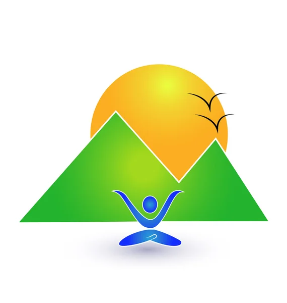 Yoga and nature logo vector — Stock Vector