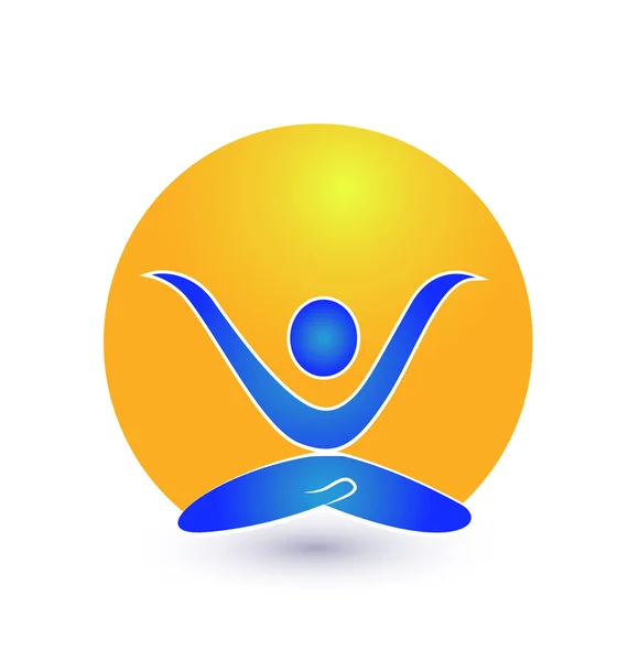 Yoga and sun logo vector — Stock Vector