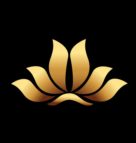 Vetor de ioga logotipo da flor de lótus ouro —  Vetores de Stock