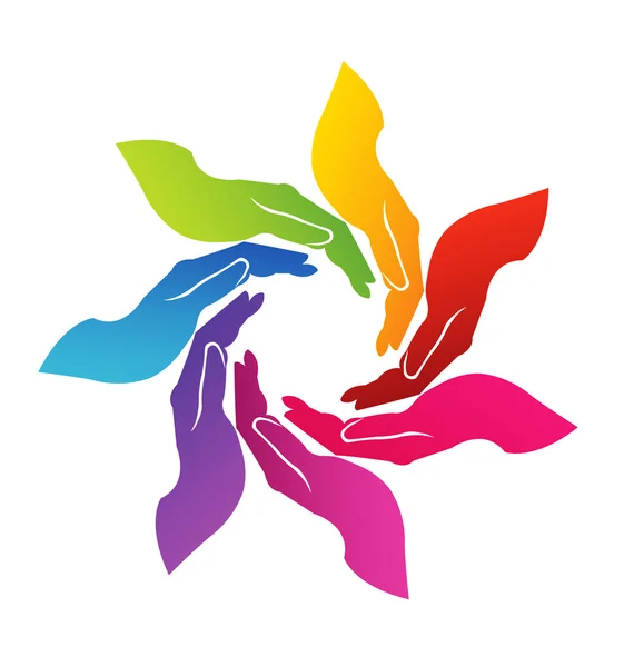 Ręce pomoc kolorowe logo wektor — Wektor stockowy