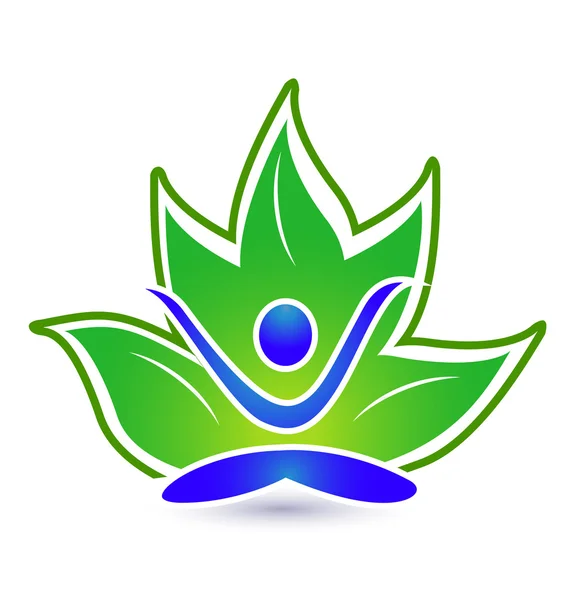 Yoga man and plant logo vector — Stock Vector
