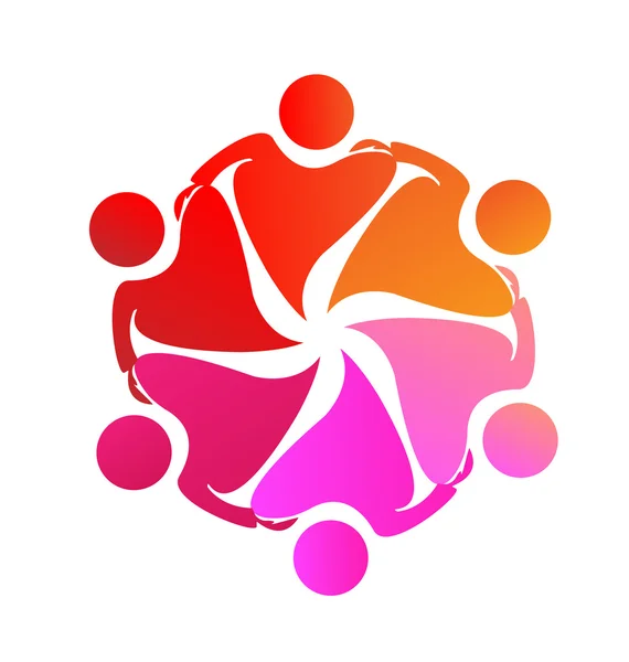 Teamarbeit Umarmung Herz Menschen Logo Vektor — Stockvektor