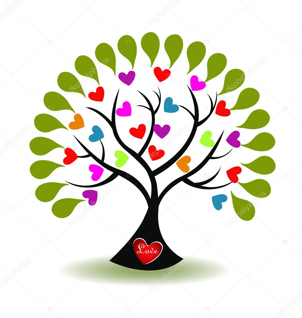Tree of love logo vector