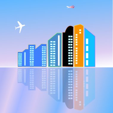 şehir şehir gökdelenler vektör arka plan.