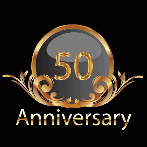 50 aniversario de oro laurel corona vector — Vector de stock