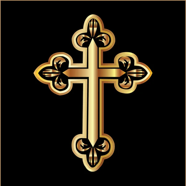 Vecteur Croix du christianisme or — Image vectorielle