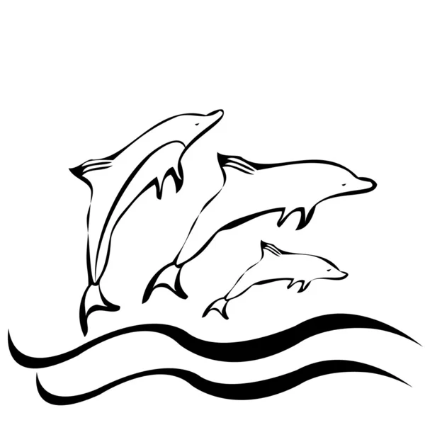 Vektor av delfiner på havet — Stock vektor