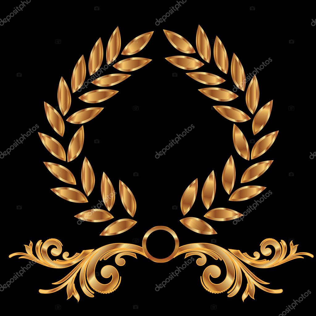 Gold Laurel Wreath Decoration Logo Vector Stock Vector Image By