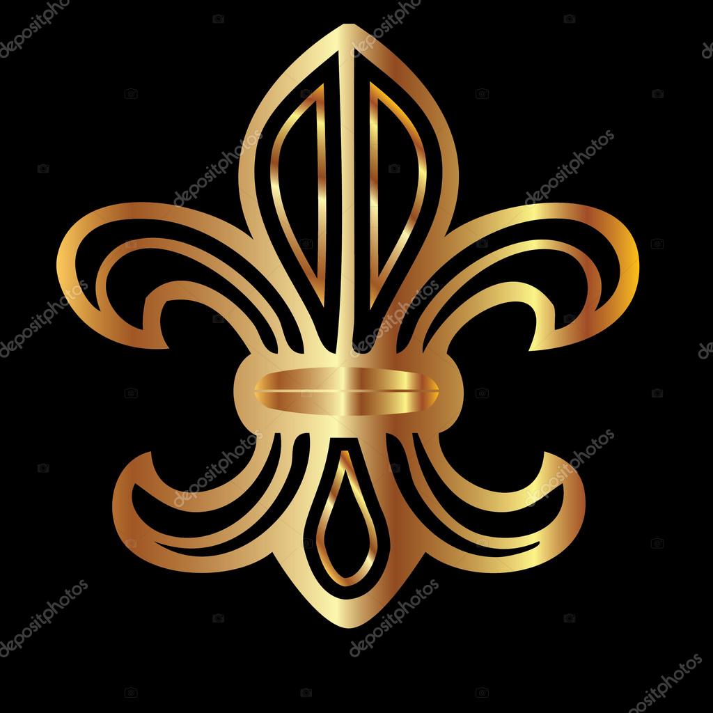 Golden glowing flour de lis symbol vector