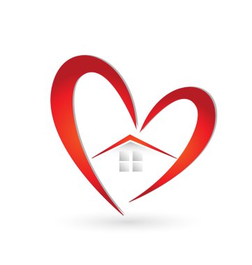 Ev ve kalp logo vektör