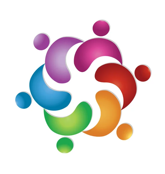 Travail d'équipe amitié 6 personnes logo vecteur — Image vectorielle