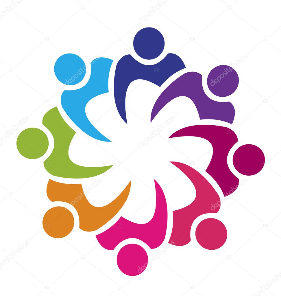 Teamwork union 8 people logo vector