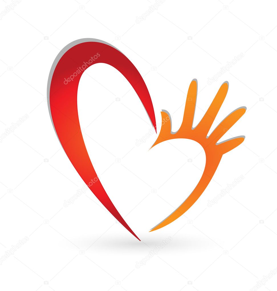Help hands heart logo vector