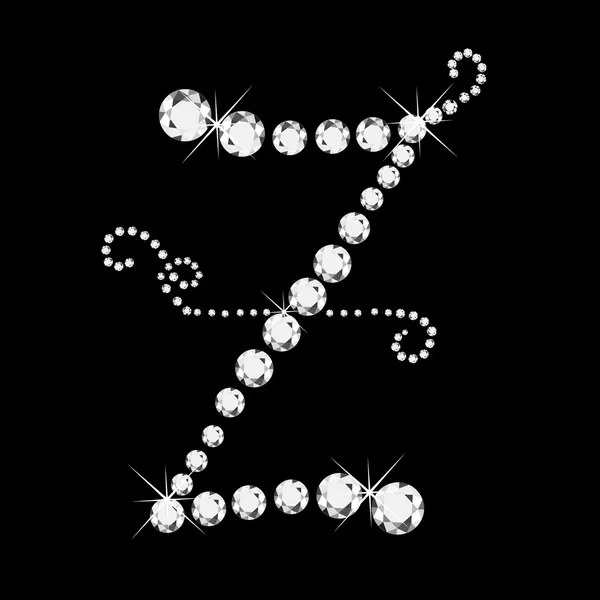 Z Carta con diamantes bling stars — Vector de stock