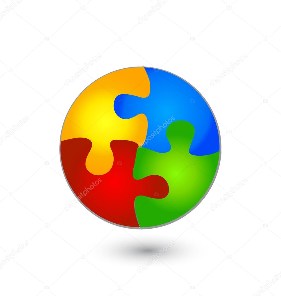 Puzzle circle in vivid colors logo vector