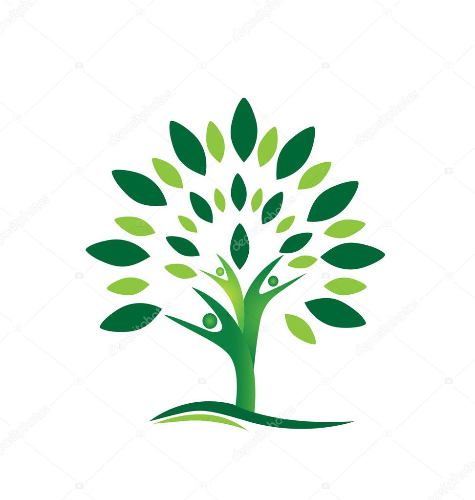 Teamwork people tree logo vector