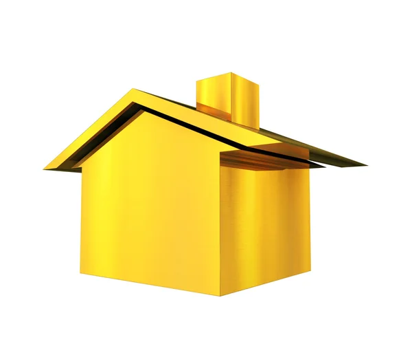 Будинок 3d Золота ікона — стокове фото
