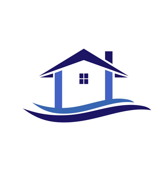 Huis en golven logo-vector — Stockvector