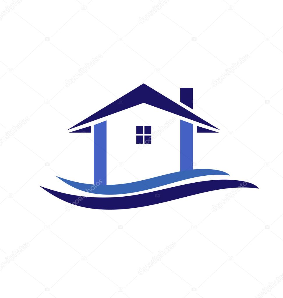 House and waves logo vector