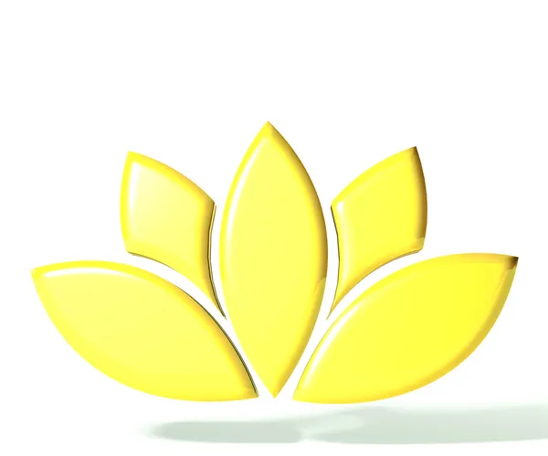 Gold lotus flower 3D logo — Stock Photo, Image