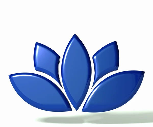 Logo flor de loto azul 3D —  Fotos de Stock