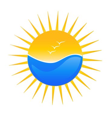 plaj ve güneş logosu