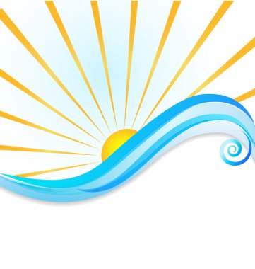 Güneş ve dalgalar şablonu logo
