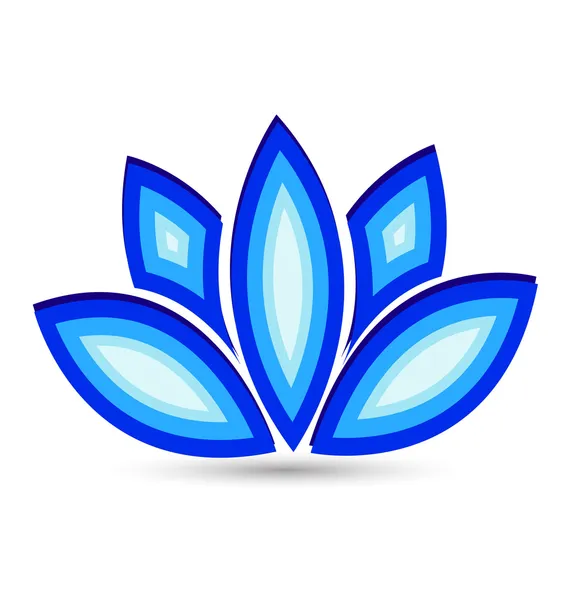 Loto azul flor vector logo — Vector de stock