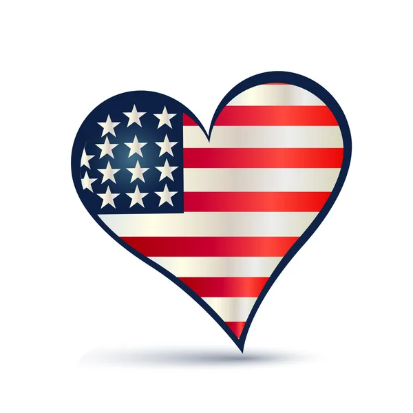 Logo Vector Bandera Corazón USA — Vector de stock