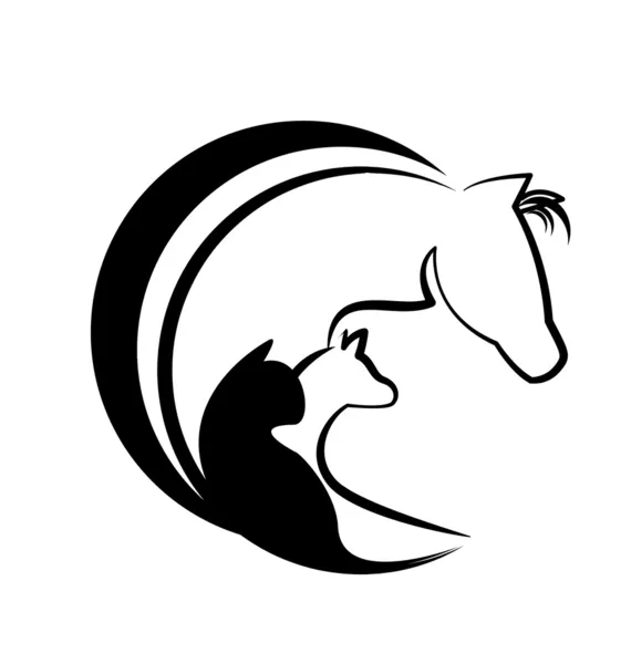Ló macska és kutya stilizált logót — Stock Vector