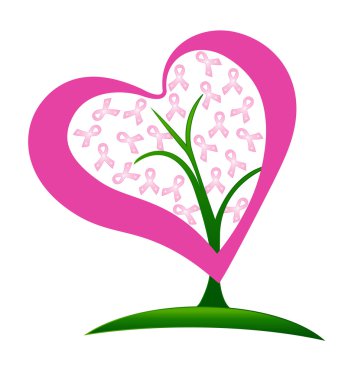 Tree pink heart breast cancer ribbons vector Tree pink heart breast cancer ribbons vector
