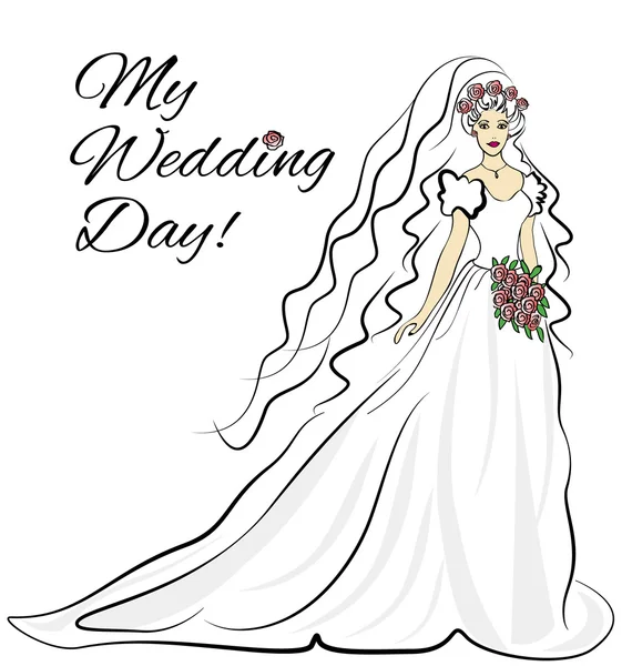 Bruid bruiloft uitnodigingskaart — Stockvector