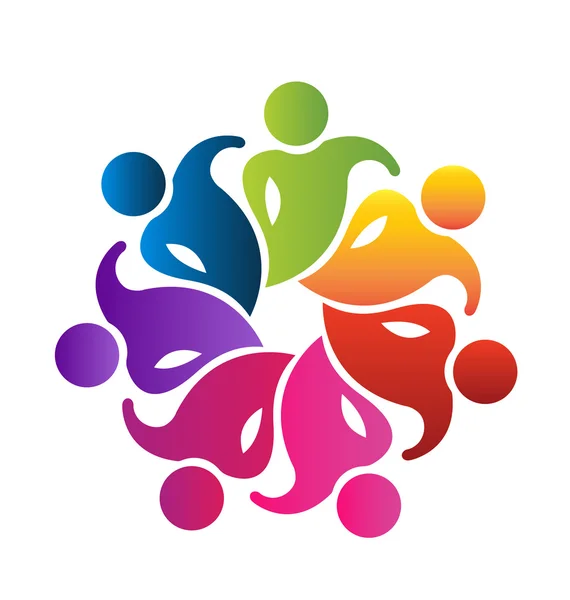 Teamwerk 7 mensen logo — Stockvector