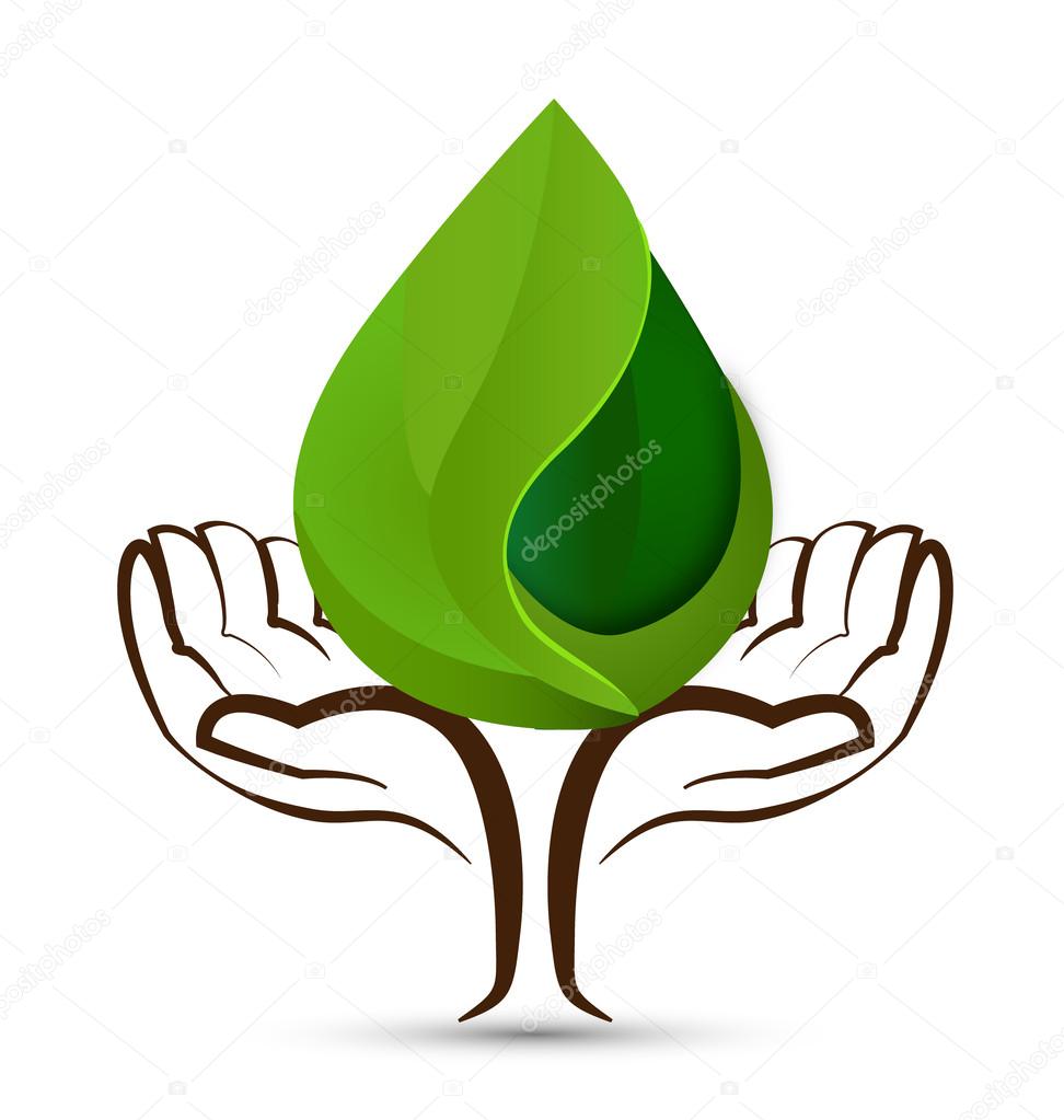 Hands with water drops leaf  icon