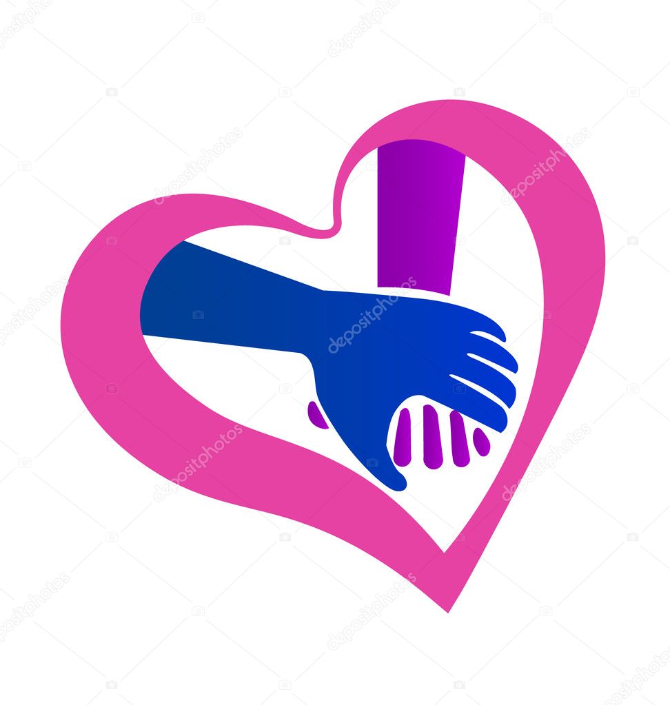 Holding hands heart shape valentines symbol icon