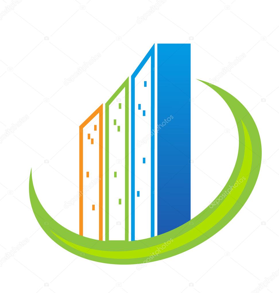 Real estate modern buildings icon vector