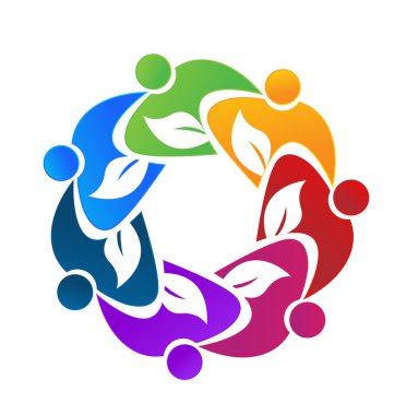 teamwerk mensen leafs pictogram zorg concept logoekip çalışması insanlar yapraklar simgesi bakım kavramı logo