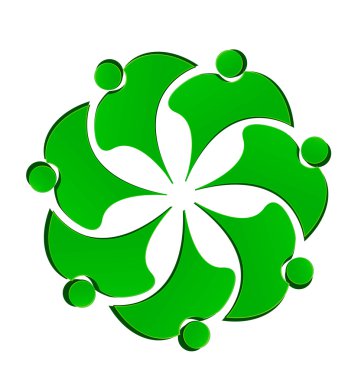 Yeşil takım çalışması Birliği logosu çiçek kavramı