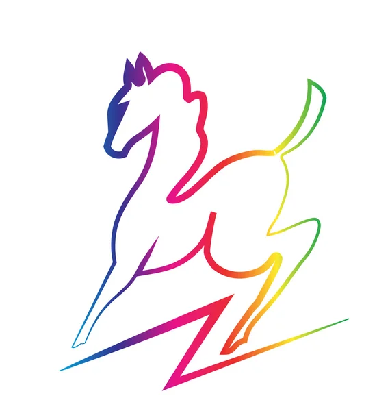 Belleza caballo arco iris color logo — Archivo Imágenes Vectoriales