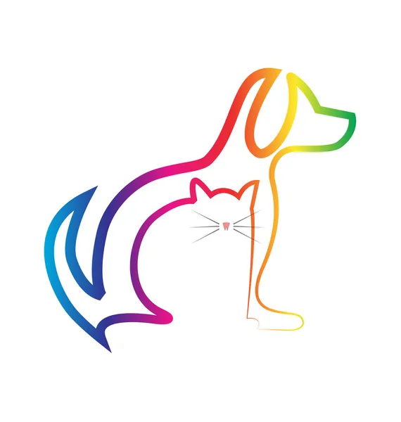 강아지와 고양이 실루엣 수의학 아이콘 로고 — 스톡 벡터