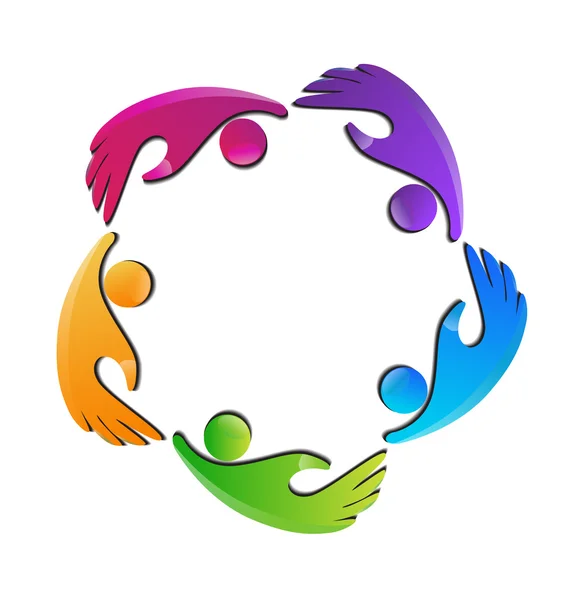 組合のロゴのチームワーク ハンドル人概念 — ストックベクタ