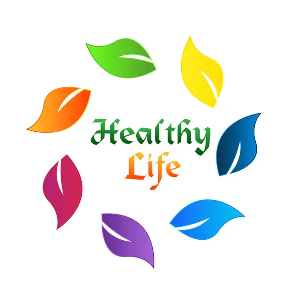 Liście kolorowe zdrowo ekologia koncepcja logo — Wektor stockowy