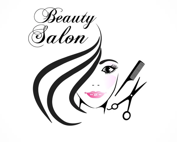 Beauté Femme Salon Coupe Cheveux Cosmétique Carte Visite Logo Design — Image vectorielle