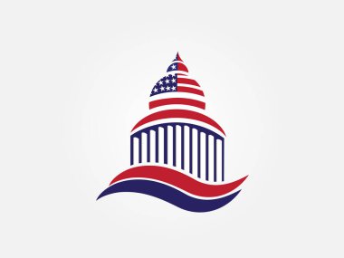 cupola Capitol binası kimlik kartı ikonu vektör grafik tasarım şablonu üzerindeki logo ABD bayrağı