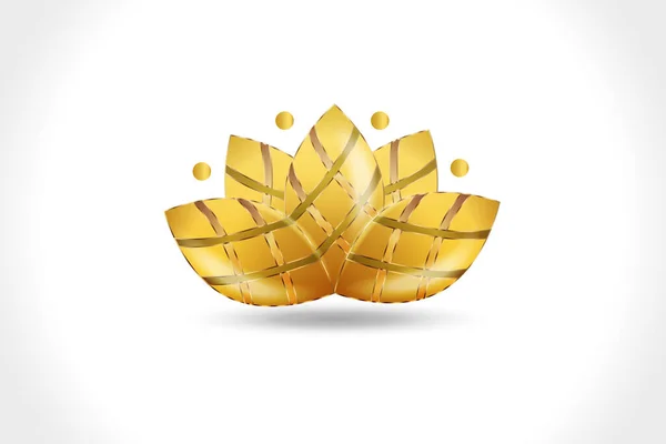 Logo Gold Lotus Flower Isolated White Background Icon Vector Web — Stock Vector