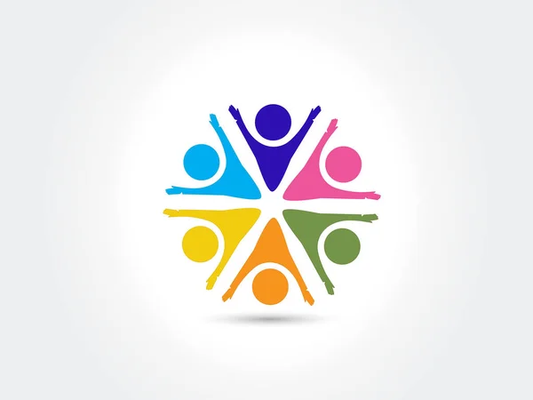 Logo Trabalho Equipe Unidade Pessoas Negócios Ícone Colorido Logotipo Vetor —  Vetores de Stock