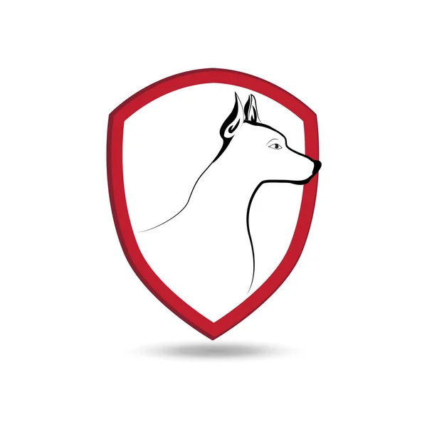 Logo Pies Czerwony Tarcza Weterynaryjny Karta Symbol Ikona Szkic Kolorowy — Wektor stockowy