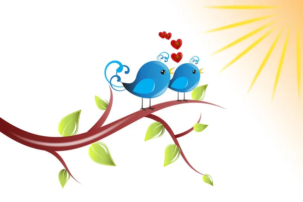 Pájaros Azules Enamorados Símbolo Del Día San Valentín Tarjetas Felicitaciones — Vector de stock