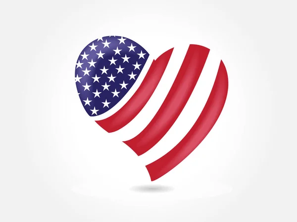 Drapeau Américain États Unis Amour Coeur Forme Logo Vecteur Web — Image vectorielle